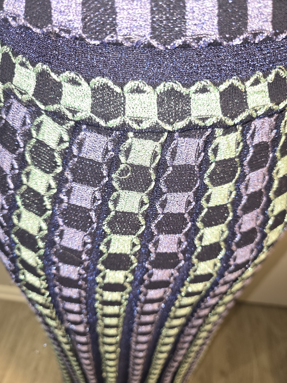 Missoni Navy and Light Blue Deep V Midi Dress - Picture 6 of 9